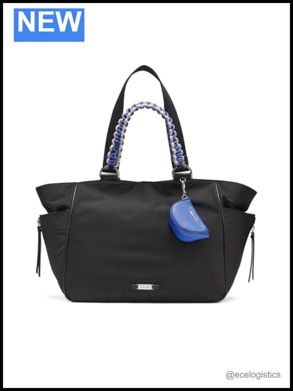 Prato Twill Nylon Large Tote Work Bag Laptop Purse Snap Closure Multi Strap